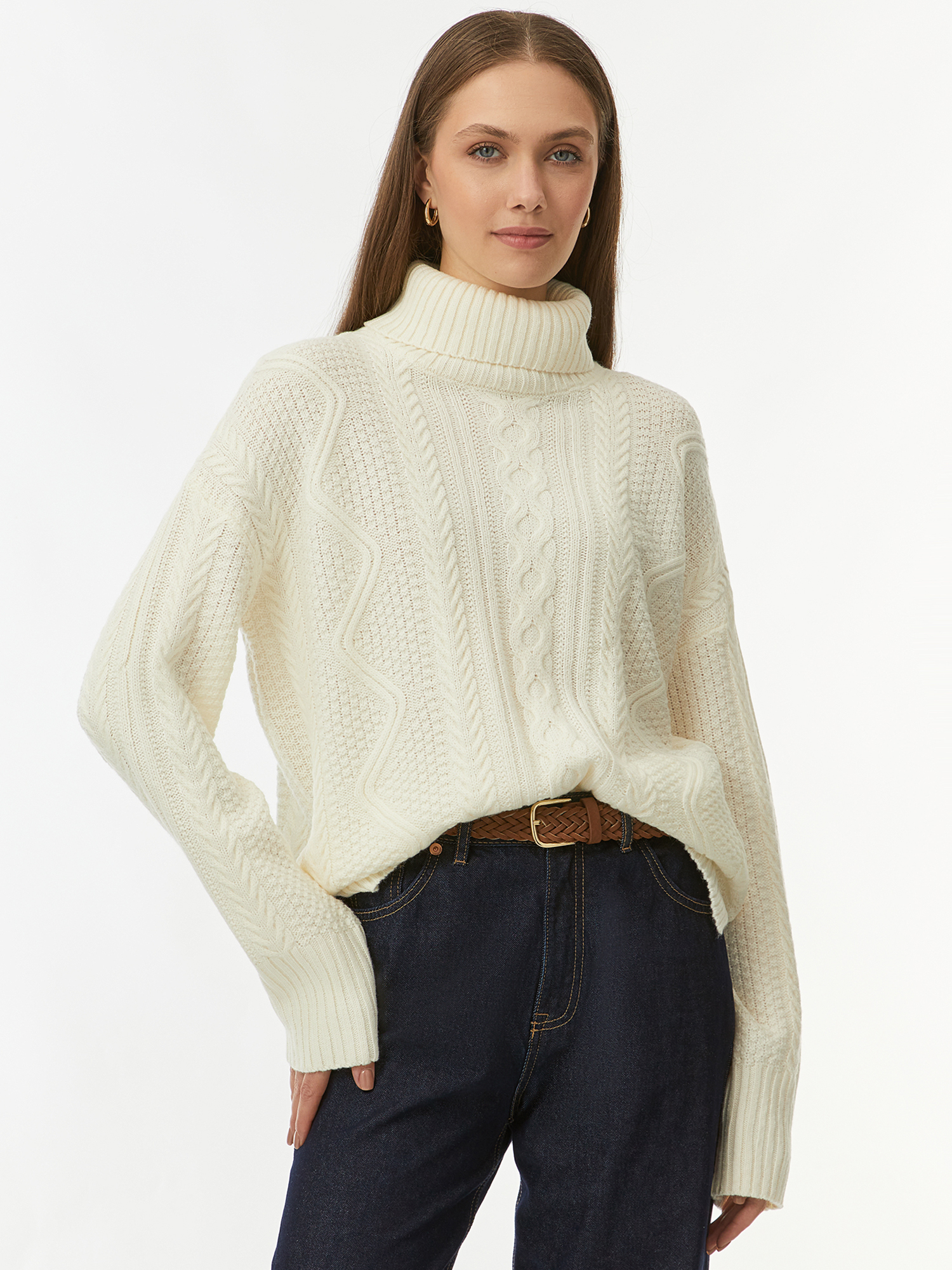 

Свитер женский oodji 64407166 белый XXL, 64407166
