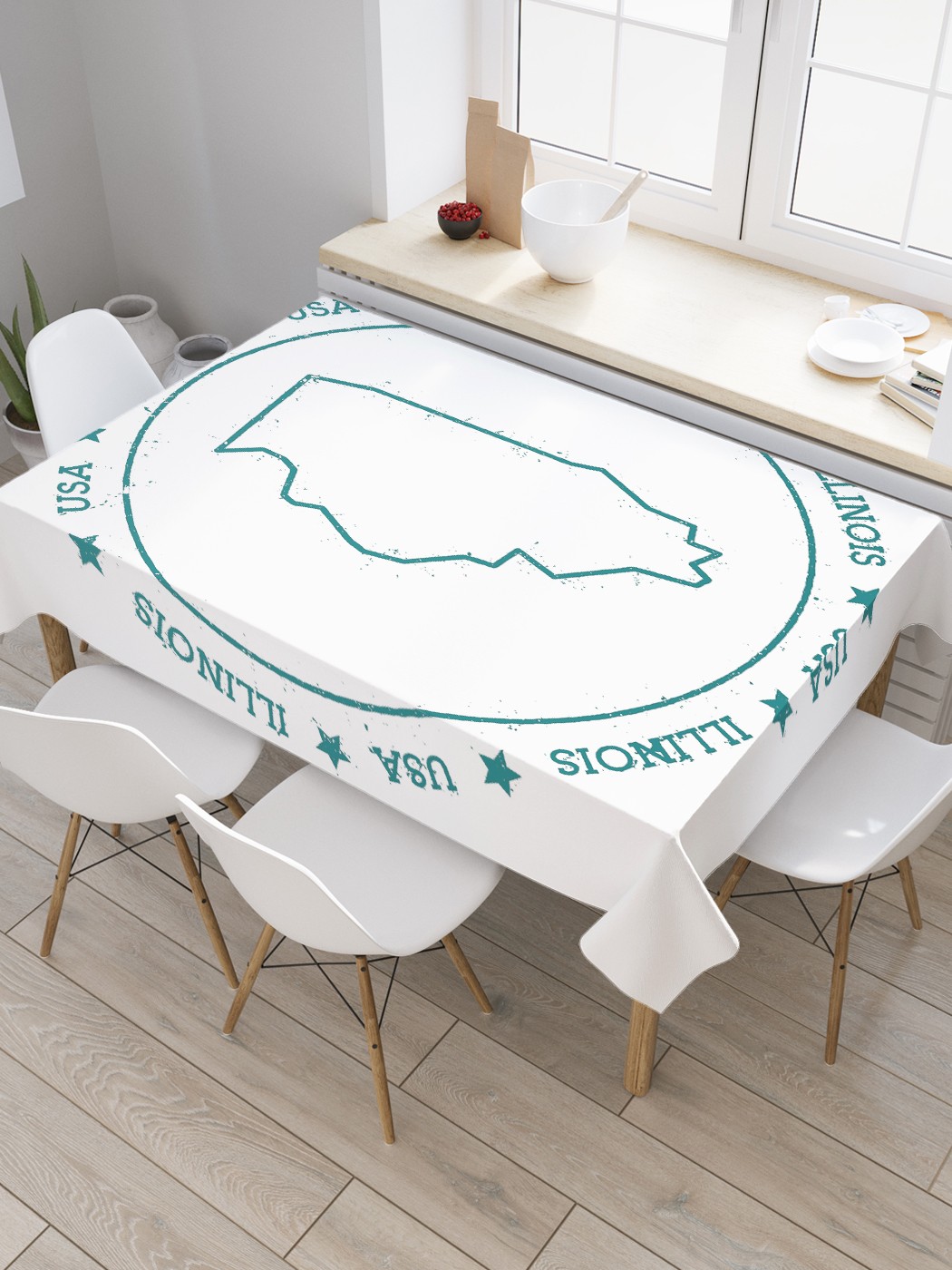 

Скатерть прямоугольная JoyArty "Штат Иллинойс" из сатена, 180x145 см, Белый, Штат Иллинойс