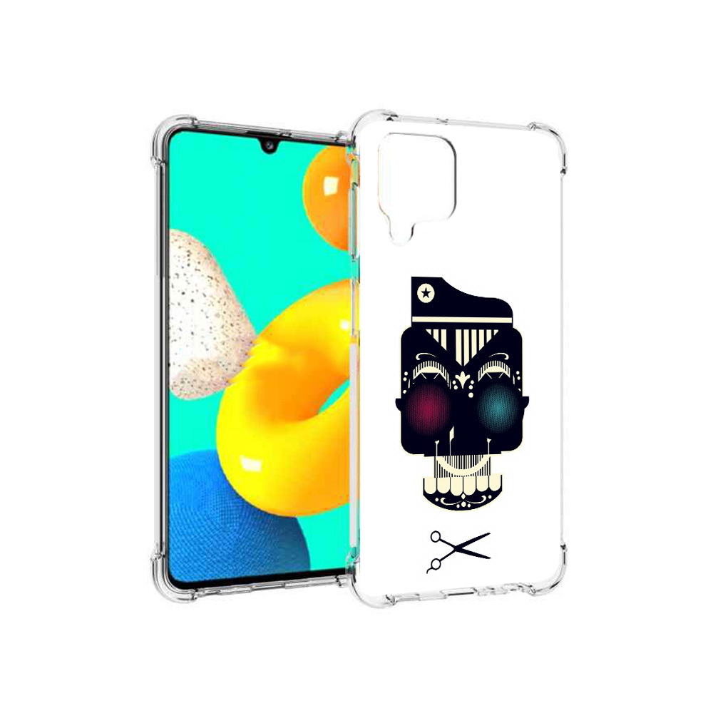 

Чехол MyPads Tocco для Samsung Galaxy M32 черно белый скелет с яркими глазами, Прозрачный, Tocco