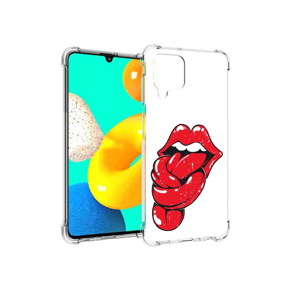 

Чехол MyPads Tocco для Samsung Galaxy M32 яркие губы с языком (PT161818.523.705), Прозрачный, Tocco
