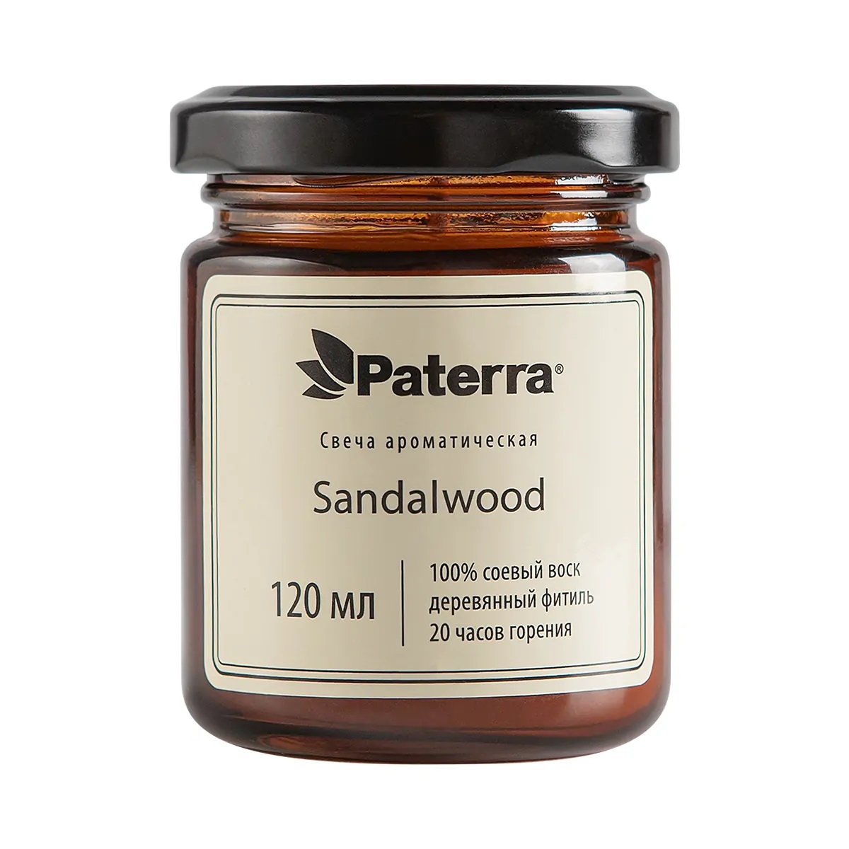 

Свеча ароматическая в банке с крышкой Paterra Sandalwood