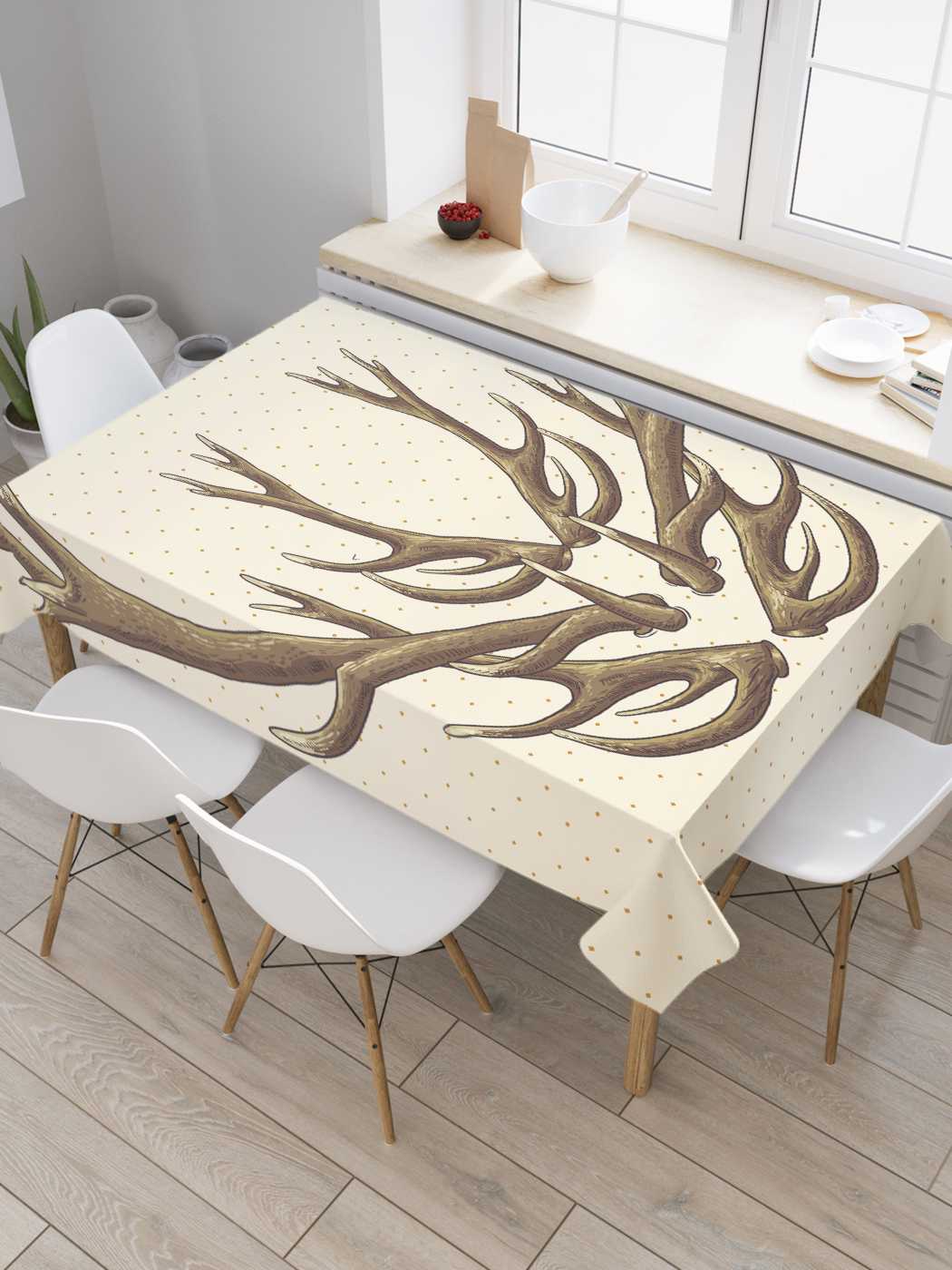 

Скатерть прямоугольная JoyArty "Разные рога" из сатена, 180x145 см, Серый, Разные рога