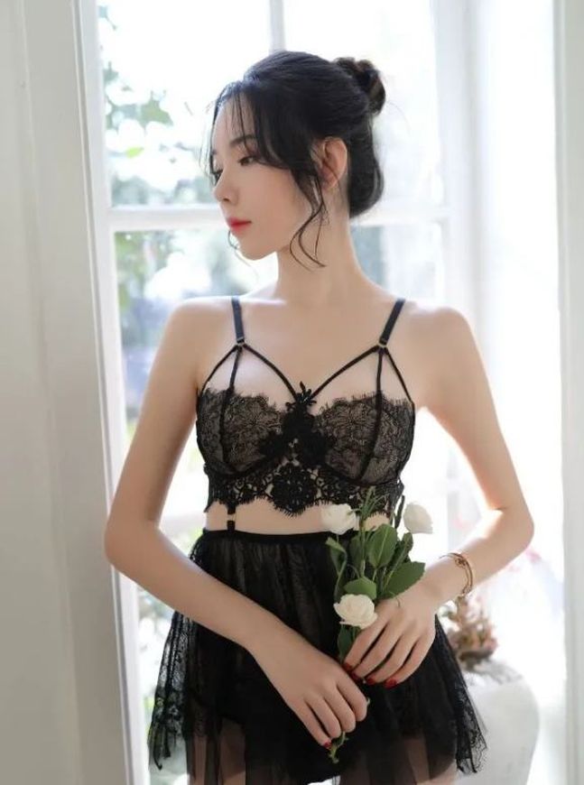 

Ночная сорочка Baby Doll Неглиже с трусиками, черный 42-46 RU, Неглиже Baby Doll