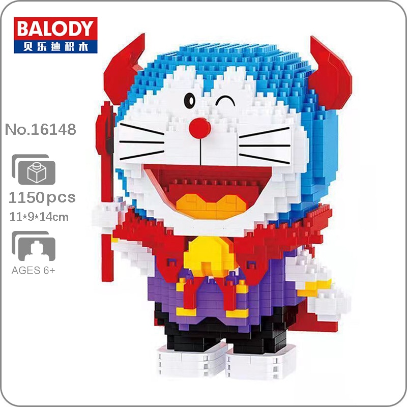 Конструктор 3D из миниблоков Balody Doraemon котик-чертик хэллоуин 1150 эл BA16148