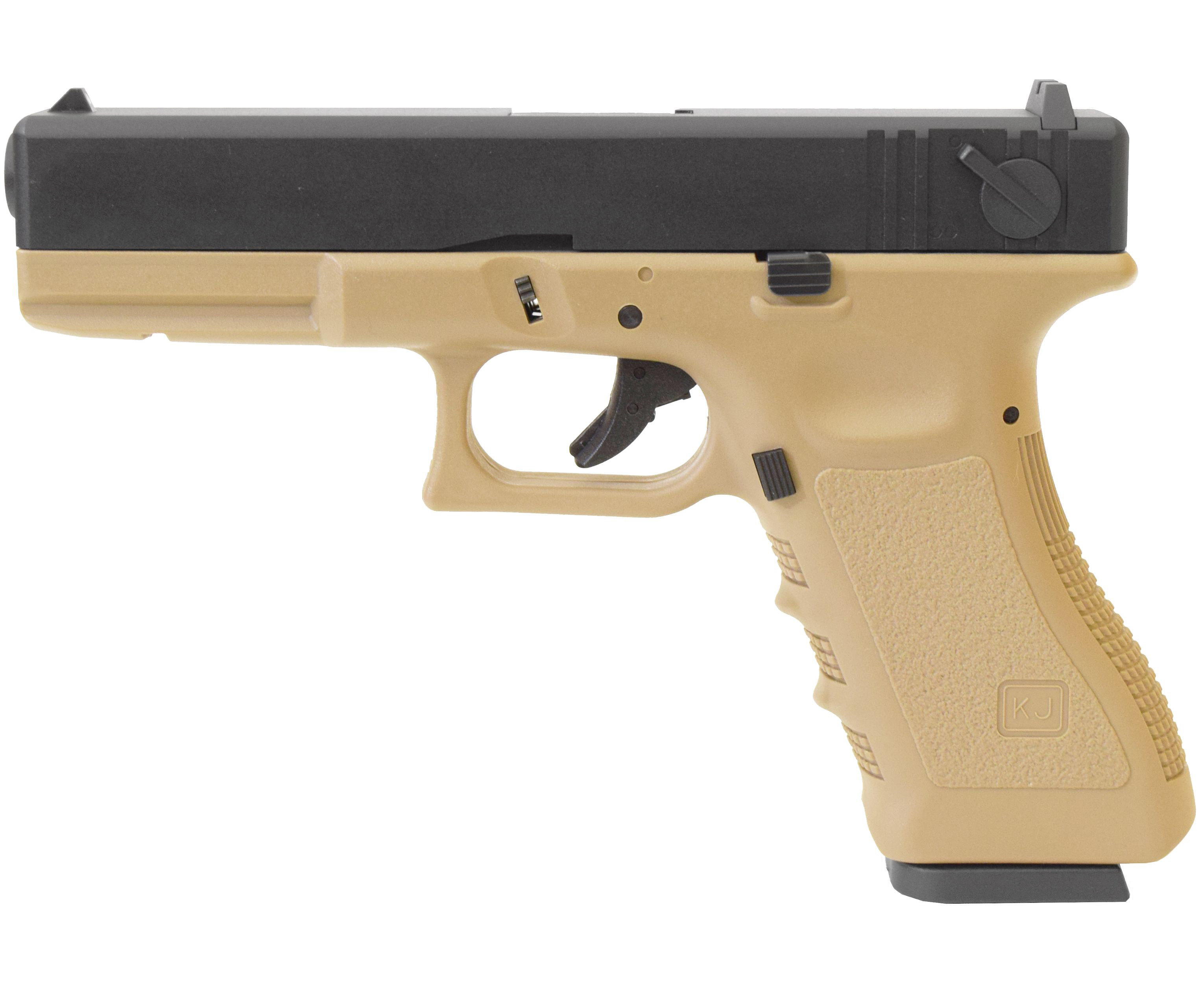 Страйкбольный пистолет KJW Glock G18 6 мм, GBB, Green Gas, Tan