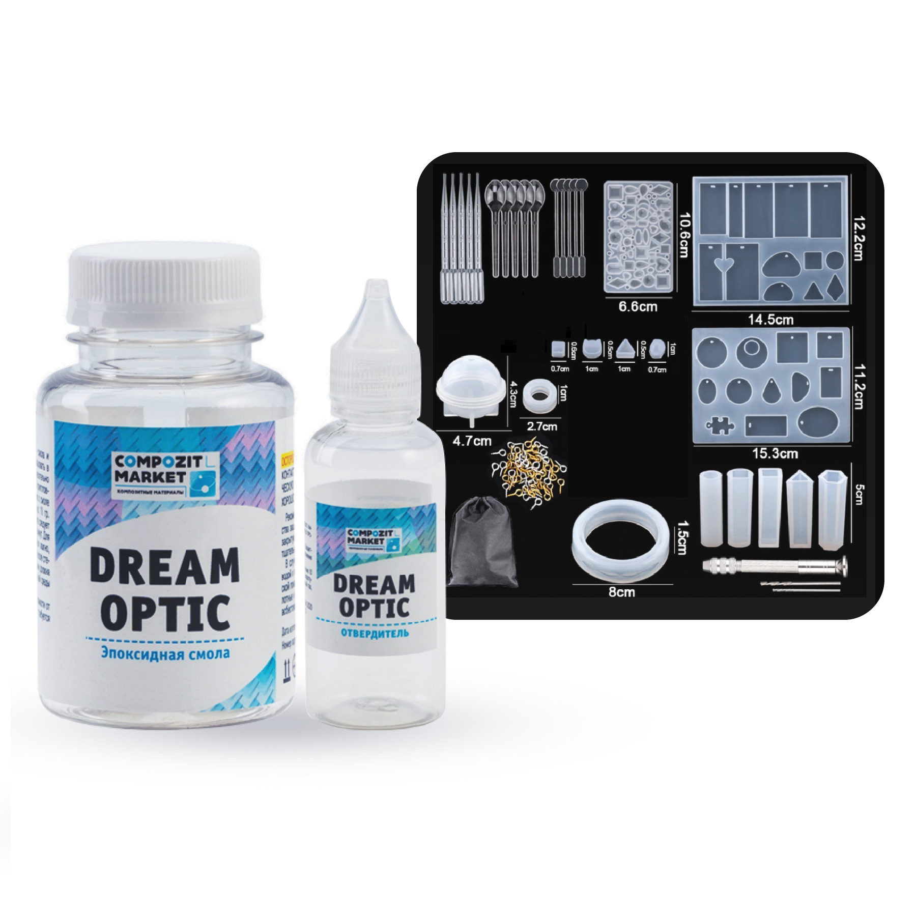

Эпоксидная смола Dream Optic PolyMax набор для создания бижутерии № 2 DON1502, Ювелирная эпоксидная смола Dream Optic 150 г № 2 набор для создания бижутерии