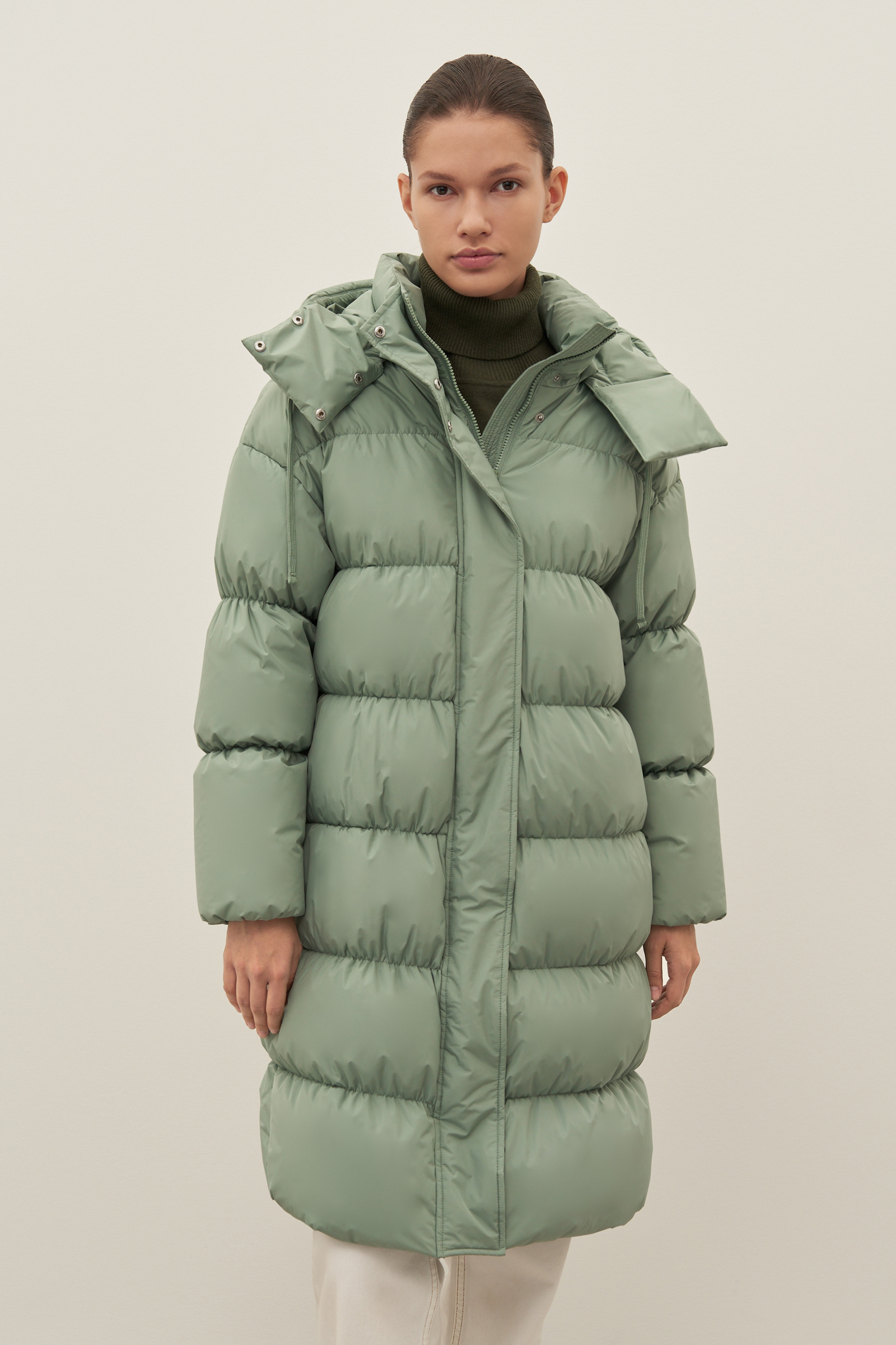 Пуховик-пальто женский Finn Flare FAD11074 зеленый XL