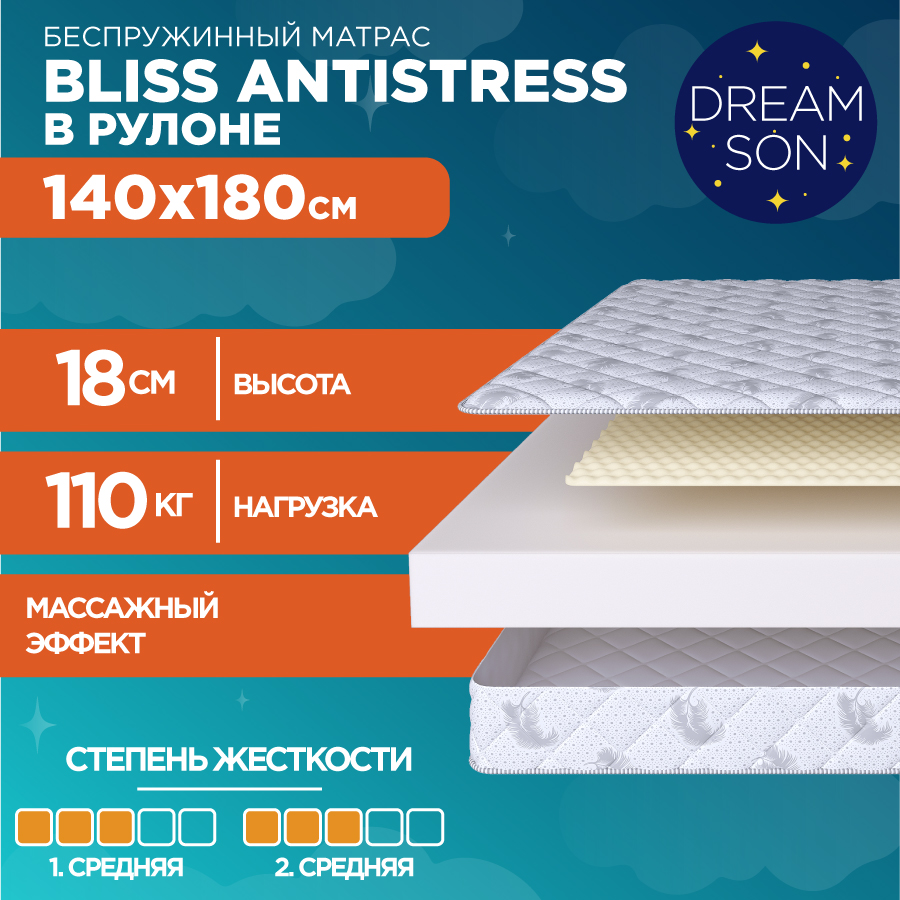 

Матрас DreamSon Bliss Antistress 140x180, Белый, Bliss Antistress