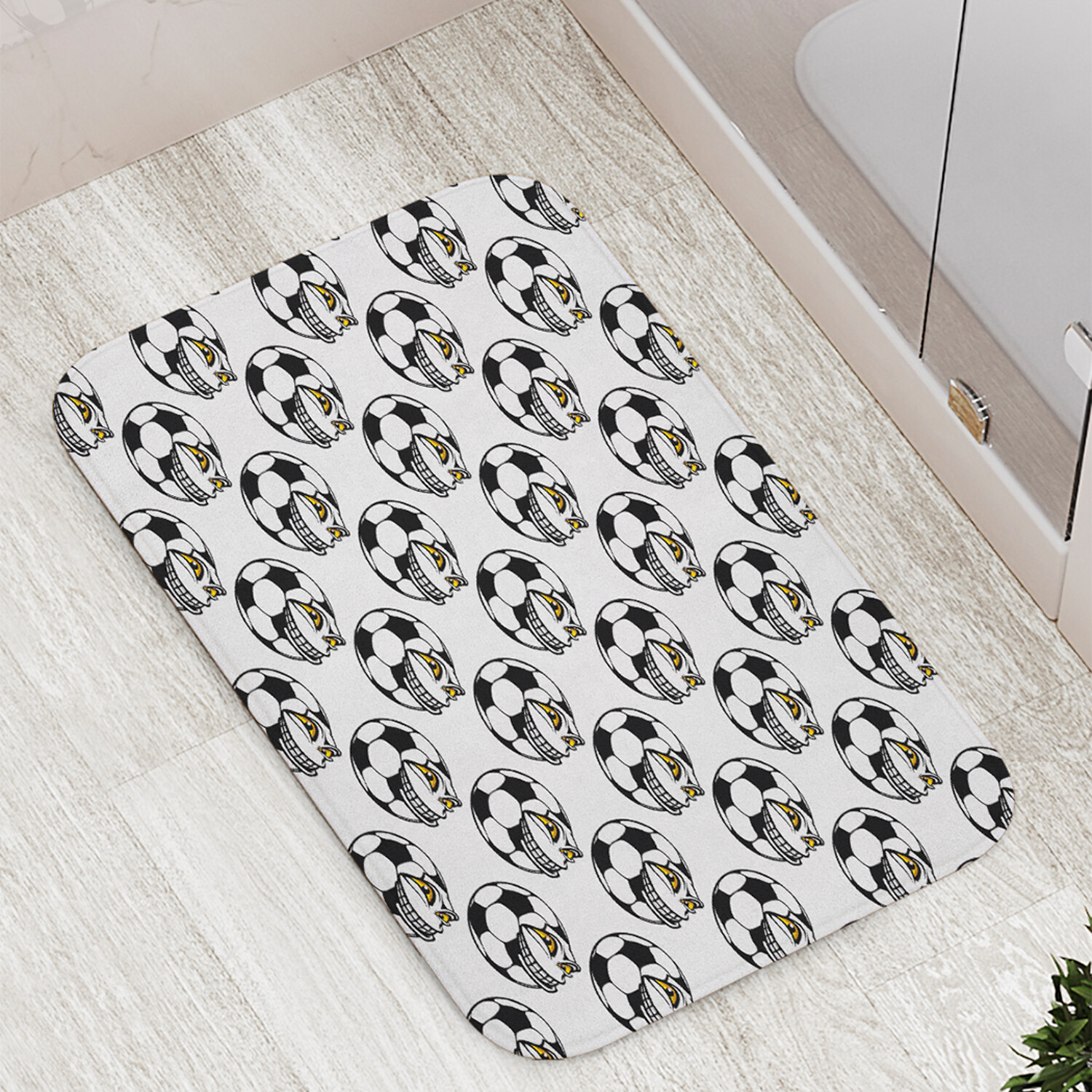 

Коврик противоскользящий JoyArty "Злобный мяч" для ванной сауны бассейна 77х52 см, Злобный мяч