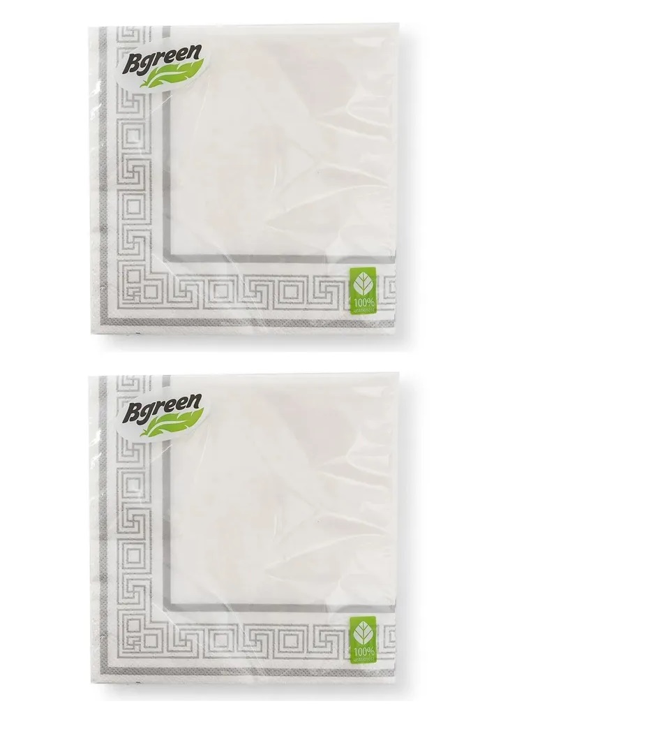 Салфетки Bulgaree Green бумажные серебро 33х33см 3слоя 20 шт. 2 уп.