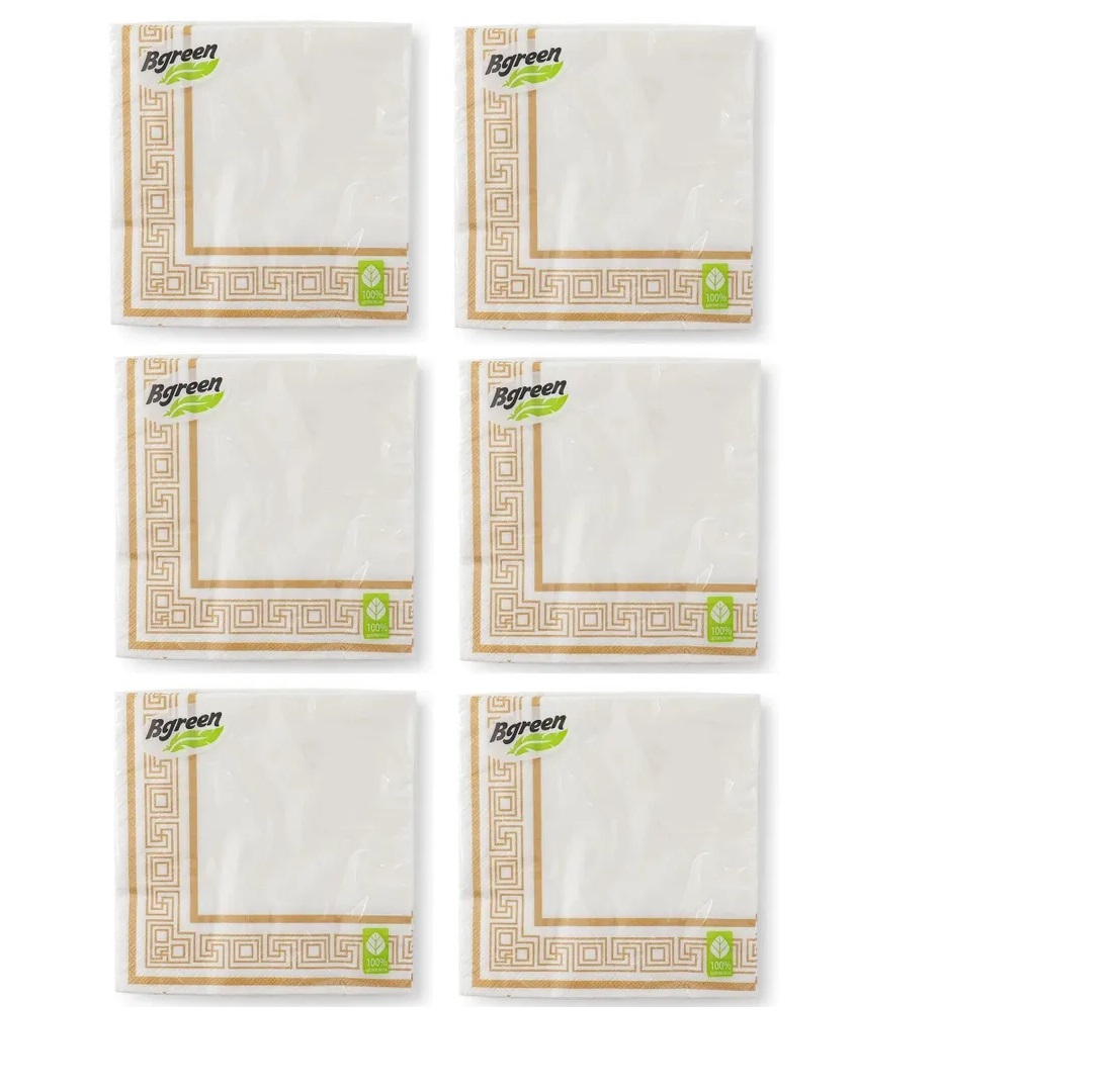 Салфетки бумажные Bulgaree Green золото 33х33 см 3 слоя 20 шт. 6 уп.