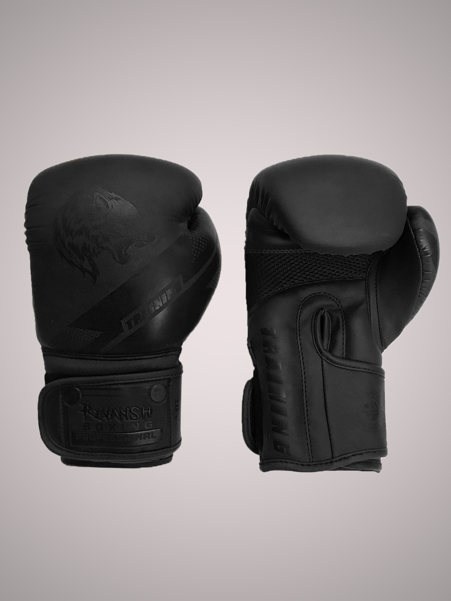 Боксерские Перчатки REVANSH WOLF BLACK 10 унций из искусственной кожи