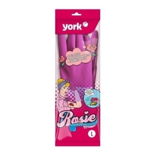 

Перчатки хозяйственные York Rosie L розовые 1 пара, Розовый