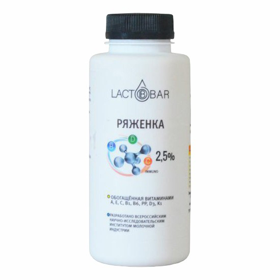 

Ряженка Lactobar обогащенная витаминами 2,5% 330 г