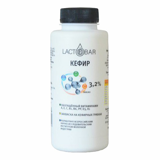 

Кефир Lactobar обогащенный витаминами 3,2% 330 г