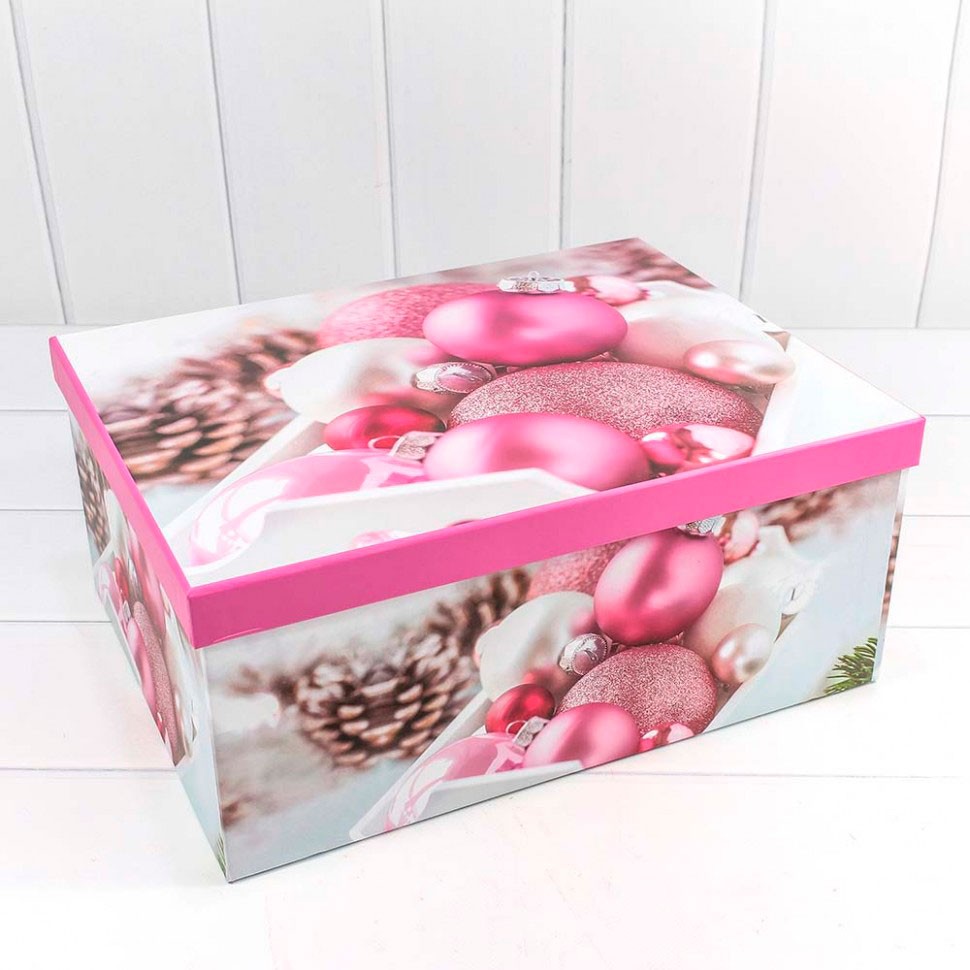 Коробка подарочная OMG-GIFT Розовые шары 730605/1655-19 прямоугольная 19х13х7,5см