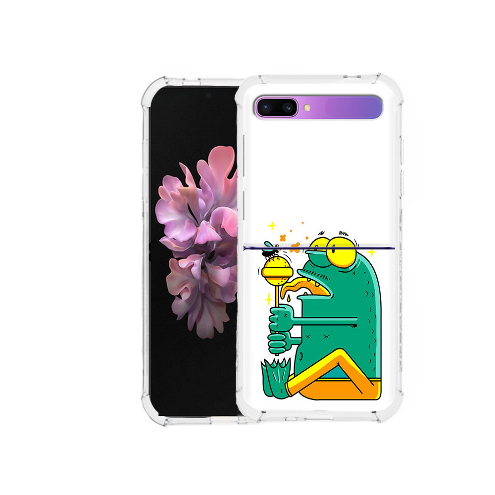 

Чехол MyPads Tocco для Samsung Galaxy Z Flip Зеленая лягушка с чупа чупсом, Прозрачный, Tocco