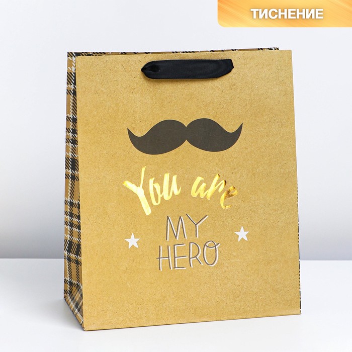 

Пакет крафтовый вертикальный You are my hero, ML 23 × 27 × 11.5 см, Коллекция упаковки "Мужская"