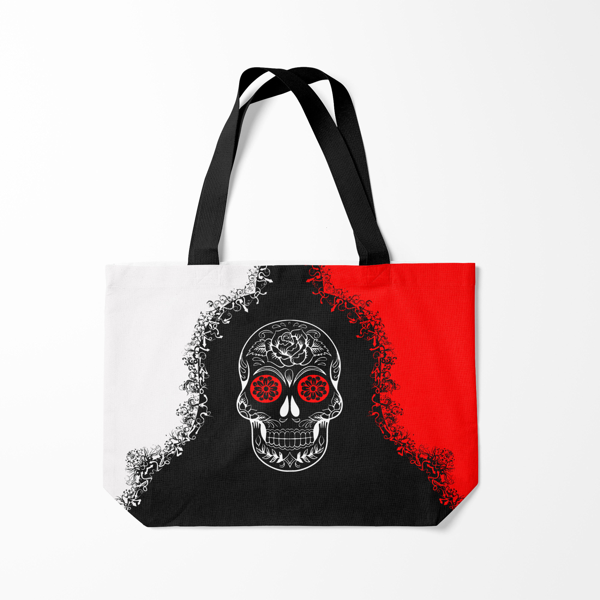 

Сумка шoппер унисекс Burnettie Red White Skull Череп, черный, Red White Skull Череп