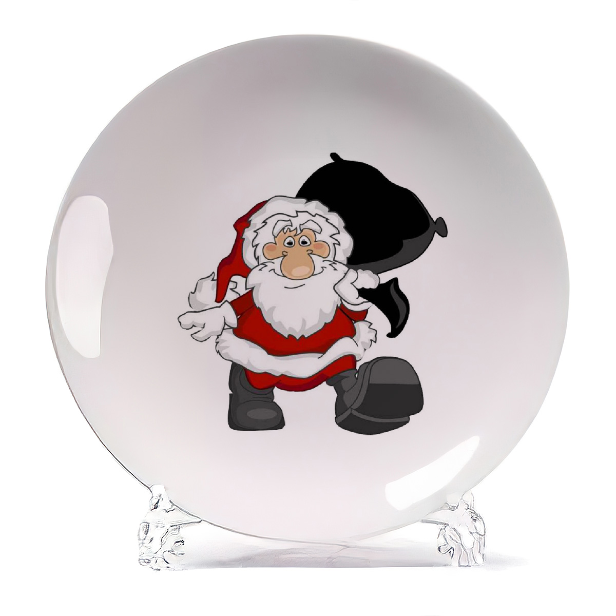 фото Тарелка coolpodarok дед мороз с мешком новый год