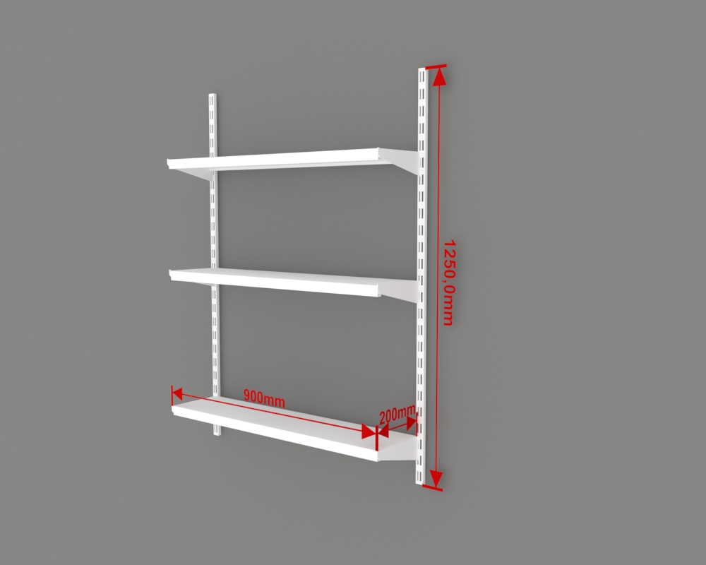 Стеллаж настенный H-1250 мм 3 полки 900х200 мм