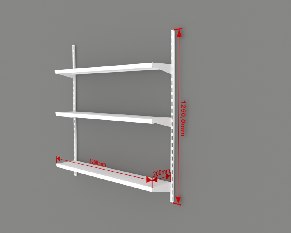 Стеллаж настенный H-1250 мм 3 полки 1200х200 мм