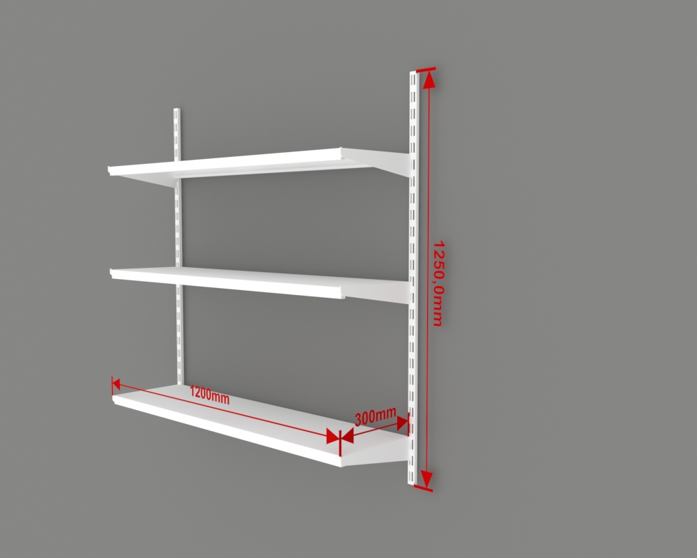 Стеллаж настенный H-1250 мм 3 полки 1200х300 мм