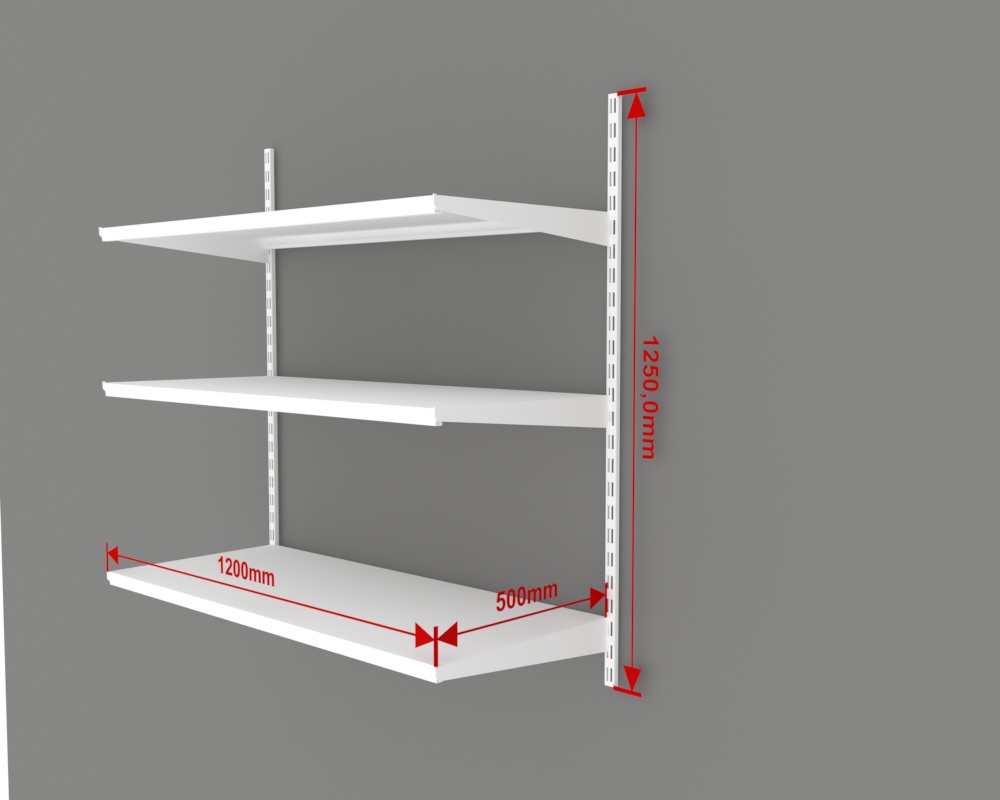 Стеллаж настенный H-1250 мм 3 полки 1200х500 мм