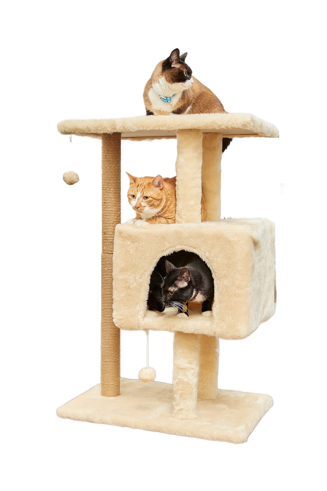 фото Когтеточка для кошек бриси макси с домиком и лежанкой, бежевый, 61 х 41 х 95 см