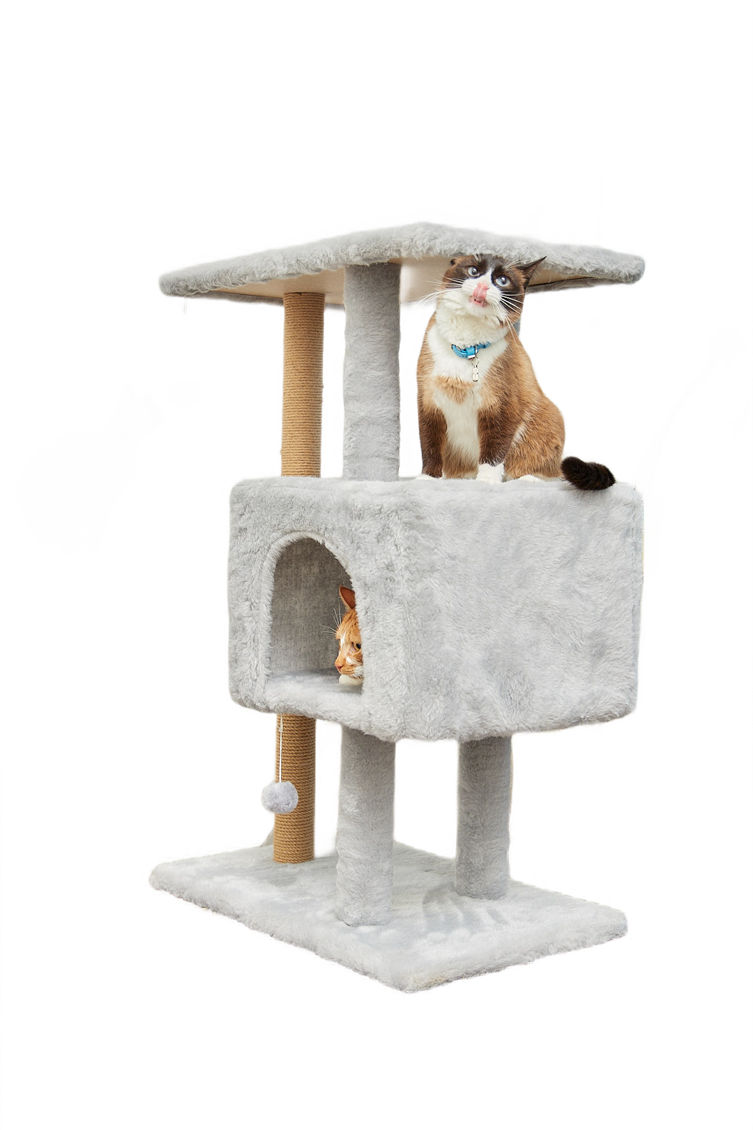 Когтеточка для кошек Бриси Макси с домиком и лежанкой, серый, 61 х 41 х 95 см