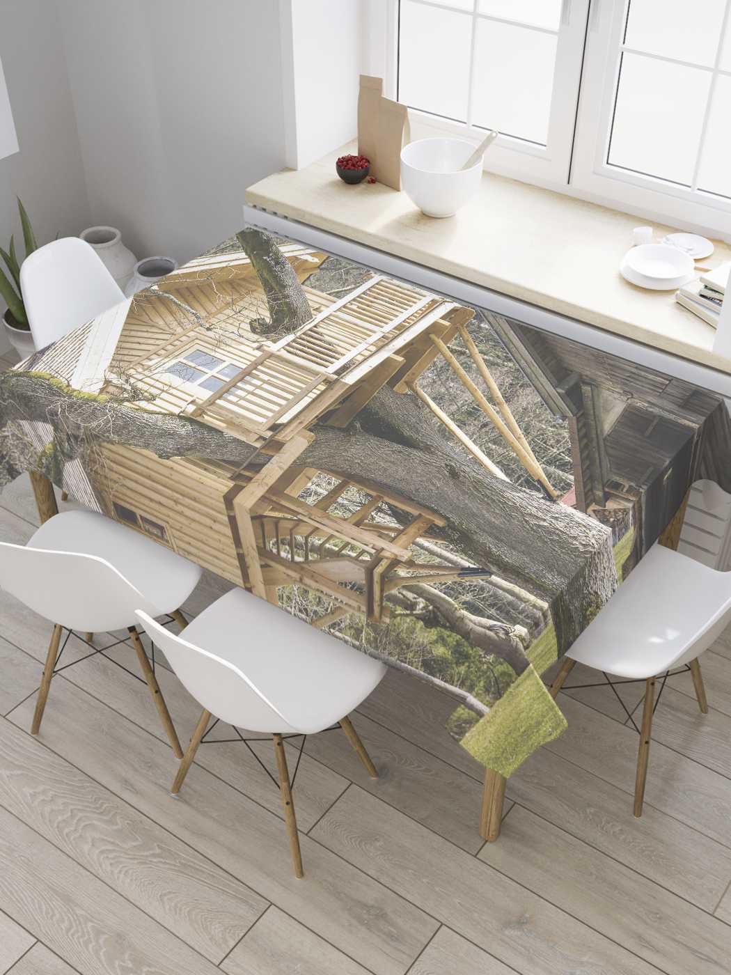 

Скатерть прямоугольная JoyArty "Поместье на дереве" из сатена, 120x145 см, Серый, Поместье на дереве
