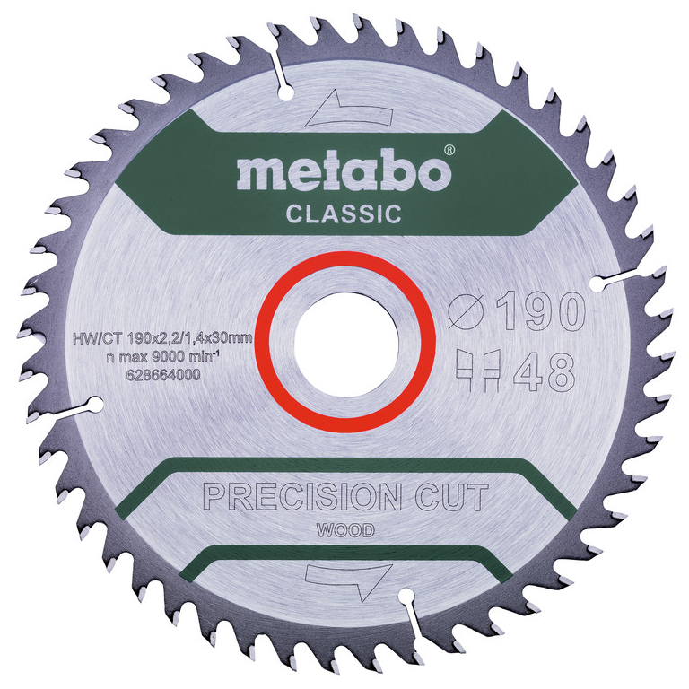 Диск пильный Precision Cut Classic (190x30 мм; 48Z; WZ 15; блистер) Metabo 628664000