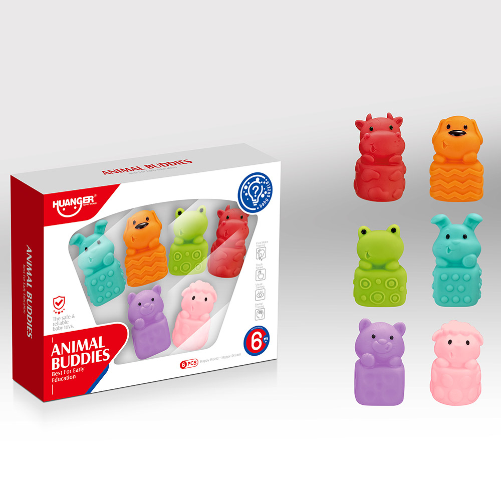 Игрушки Huanger детские, резиновые, в виде животных, HE0236, 6 шт.