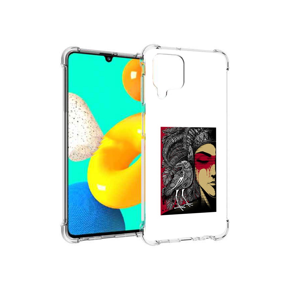 

Чехол MyPads Tocco для Samsung Galaxy M22 девушка с вороном в абстракции, Прозрачный, Tocco