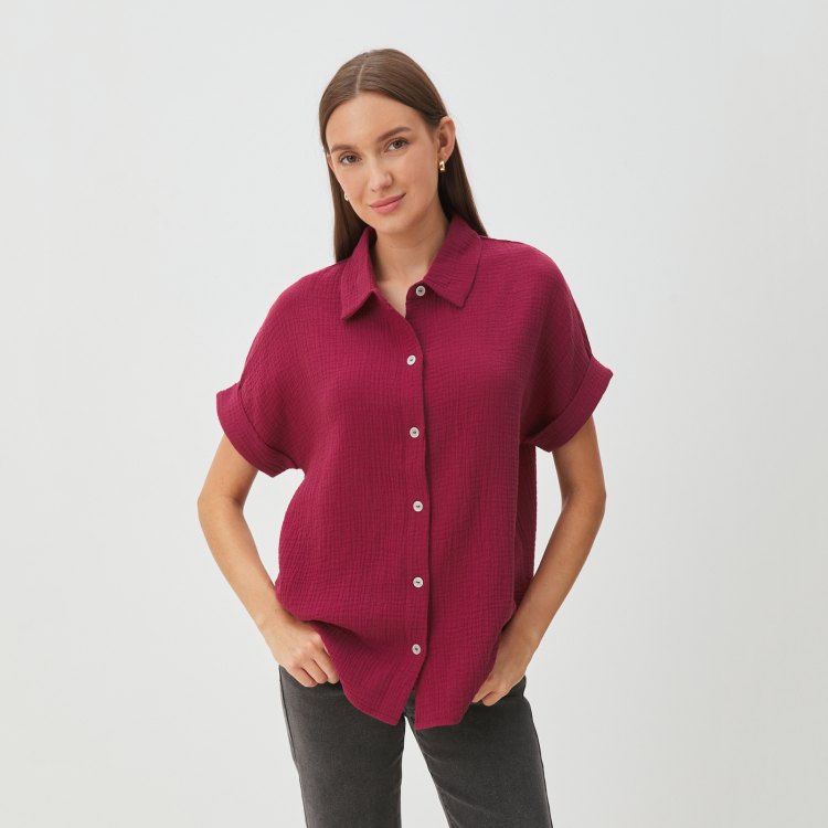 Рубашка женская Maison David BLN921-1 бордовая L 1910₽