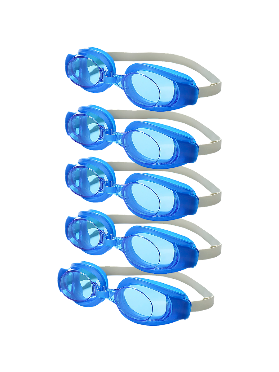 Очки для плавания детские с затычкой для ушей и зажимом для носа голубые 5 шт.