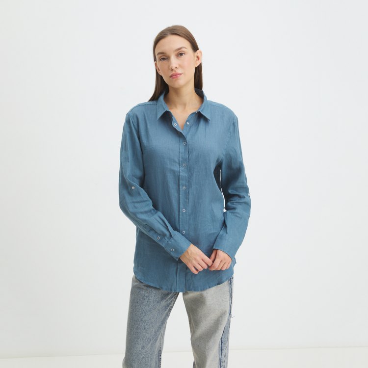 

Рубашка женская Maison David BLN923 голубая XL, Голубой, BLN923