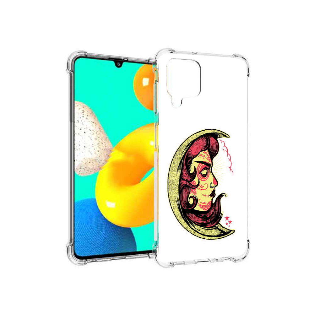 Чехол MyPads Tocco для Samsung Galaxy M22 желтый полумесяц с лицом девушки