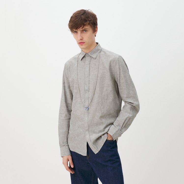 

Рубашка мужская Maison David BLN926-1A серая XL, Серый, BLN926-1A