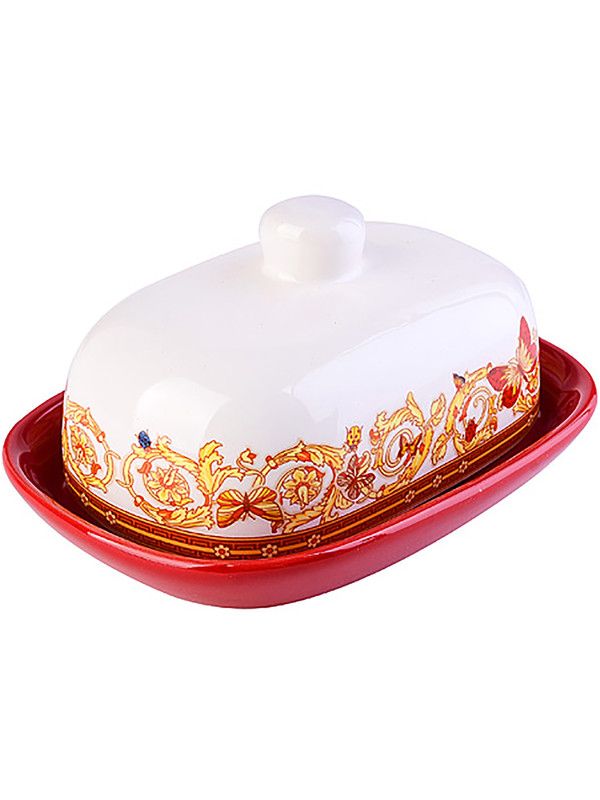 

Масленка с крышкой Loraine керамическая 30781, Красный, 307