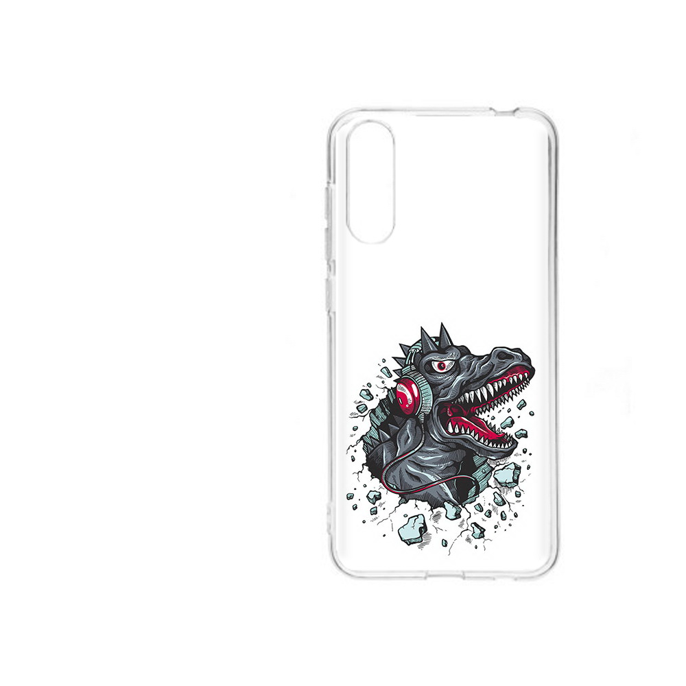 

Чехол MyPads Tocco для ZTE Blade A7 2020 Нарисованный динозавр в наушниках, Прозрачный, Tocco