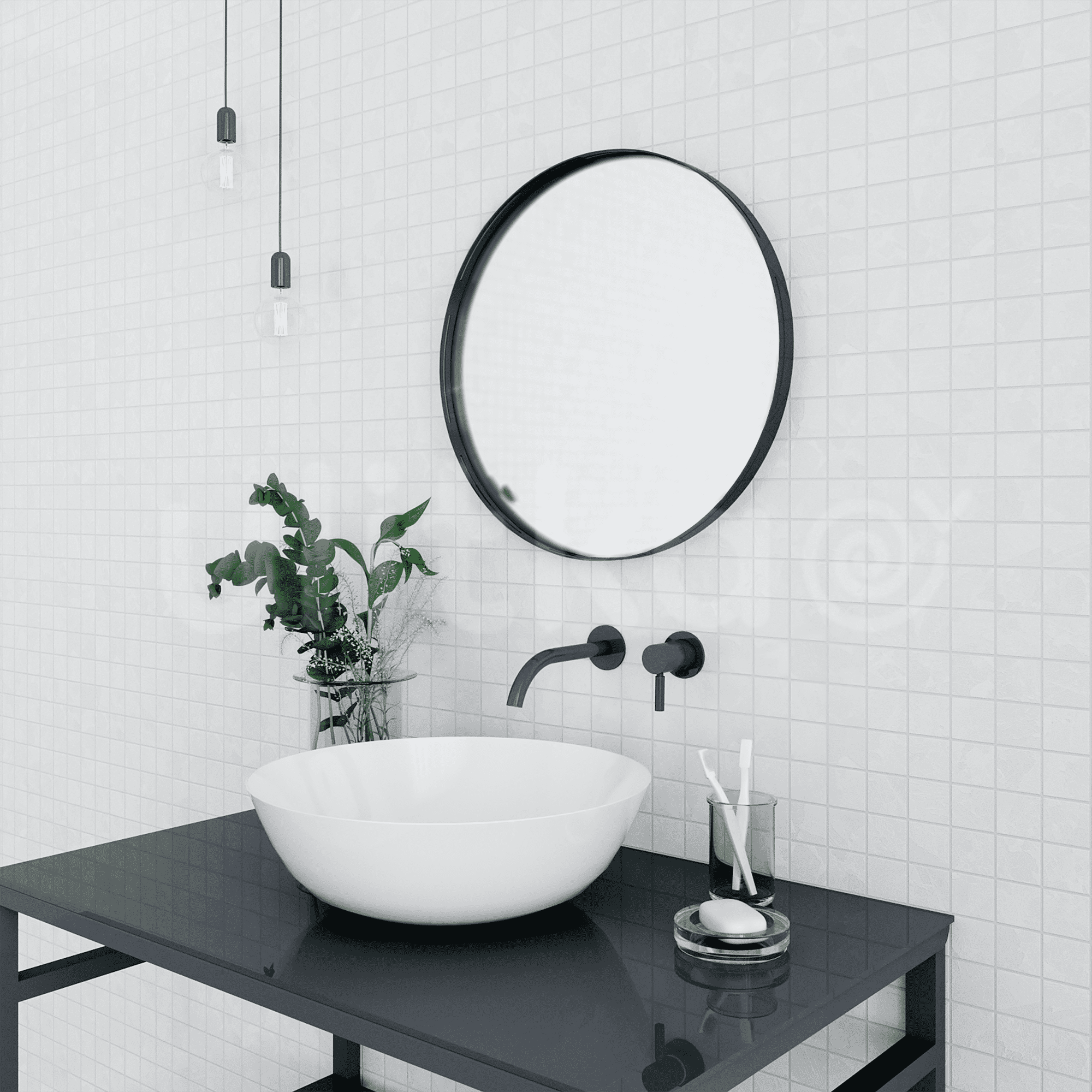 Зеркало для ванной Ulitka, D55 см, черное