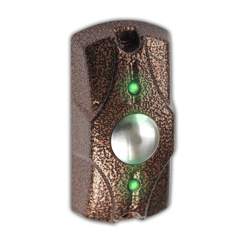 Кнопка выхода Олевс Циклоп (медный антик) накладная, с индикацией, металлическая, уличная тритон краник металлический на 4 выхода