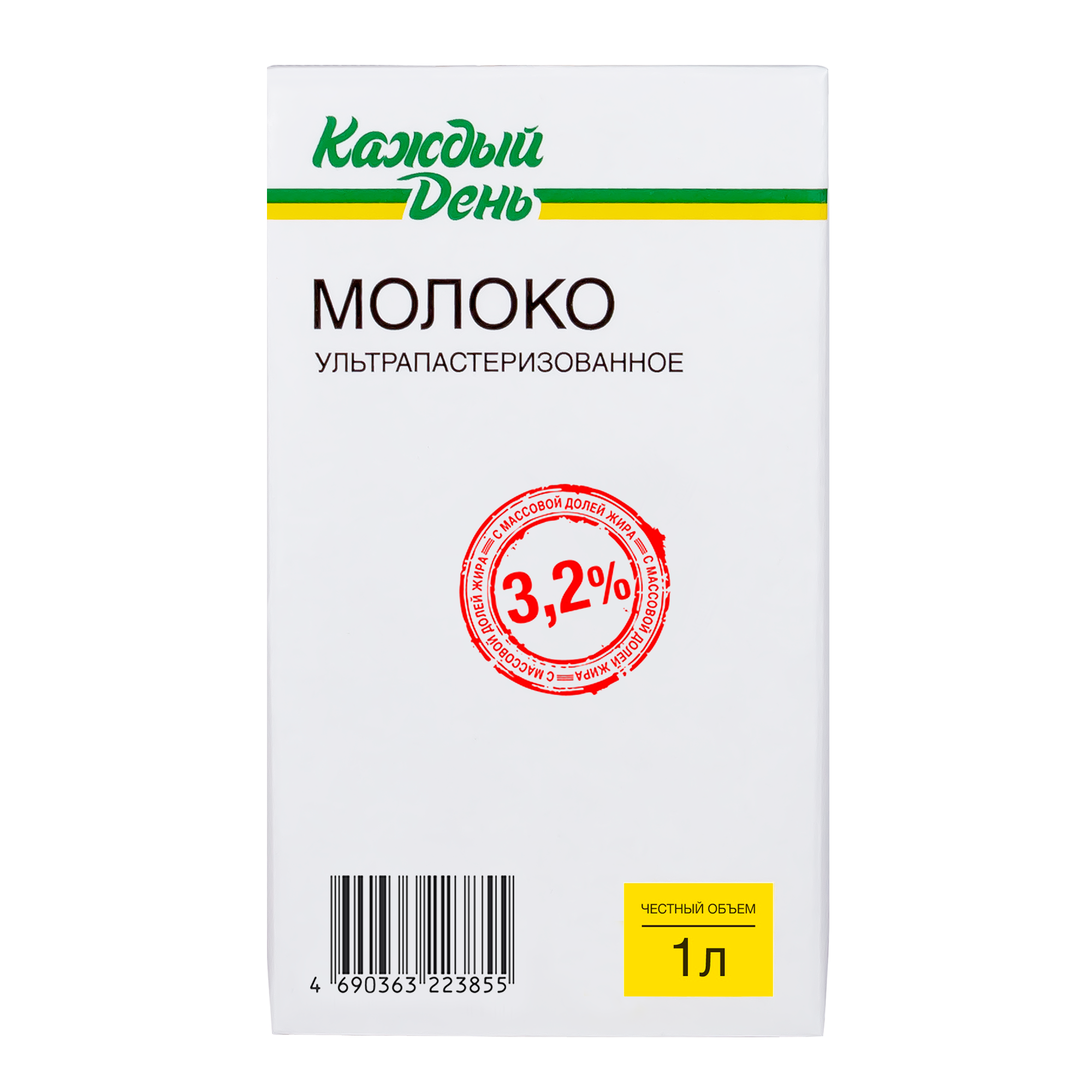 Молоко «Каждый день» ультрапастеризованное 3,2%  БЗМЖ, 1 л