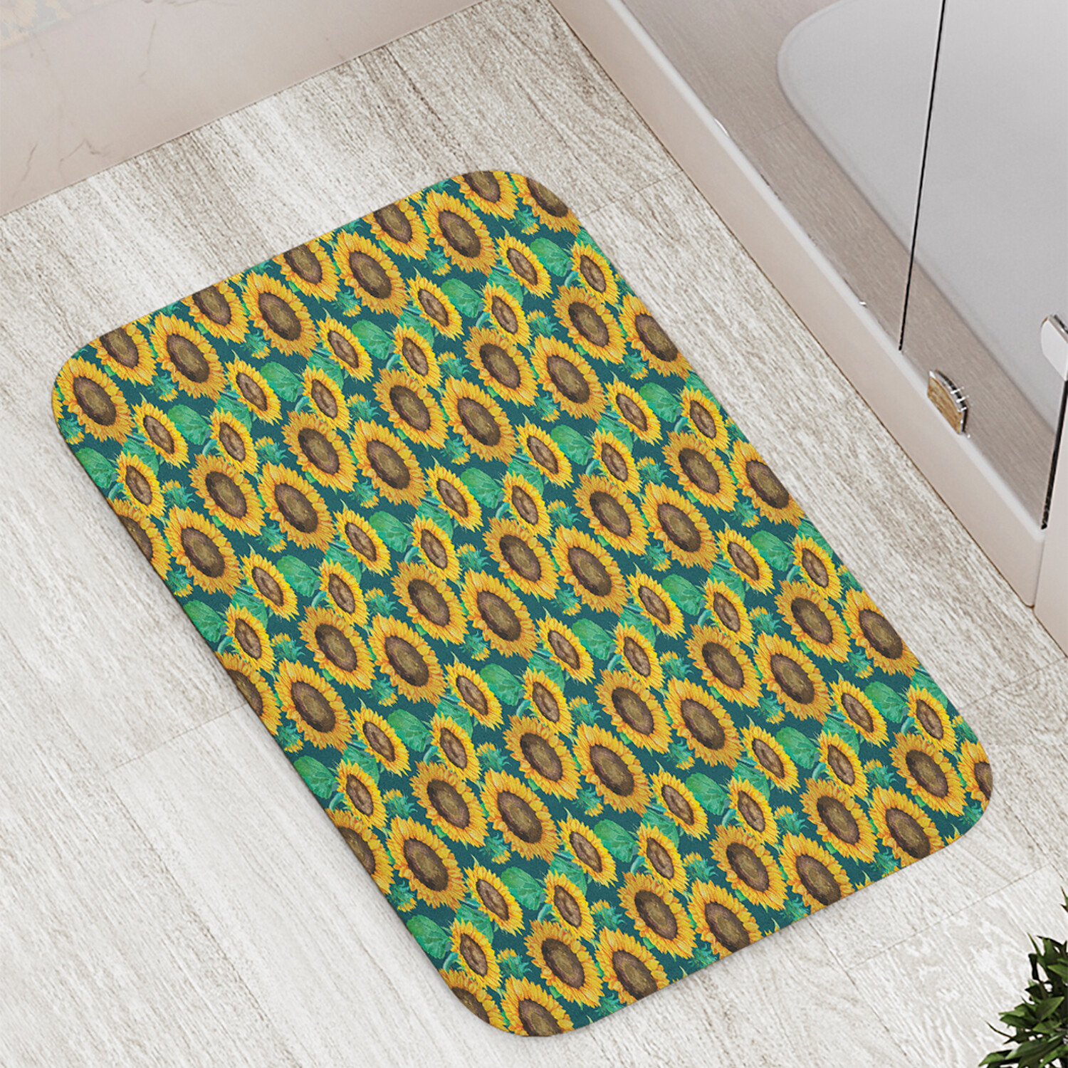 

Коврик противоскользящий JoyArty "Подсолнечное поле" для ванной сауны бассейна 77х52 см, Подсолнечное поле