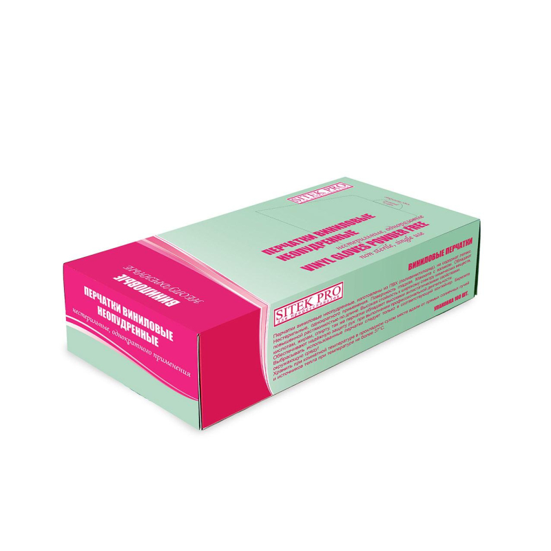 

Перчатки виниловые неопудренные Sitek Pro р.XL 50 пар/уп,ПС