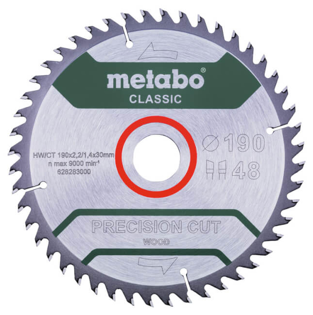 Диск пильный Precision Cut Classic (190x30 мм; 48Z; WZ 15) Metabo 628283000