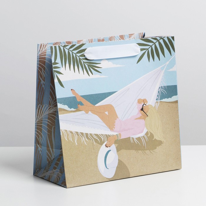 

Пакет крафтовый квадратный «Summer», 22 × 22 × 11 см, Коллекция упаковки Girl style
