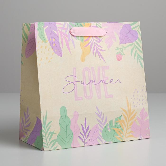 

Пакет крафтовый квадратный Summer love, 22 × 22 × 11 см, Коллекция упаковки "Тропическая"