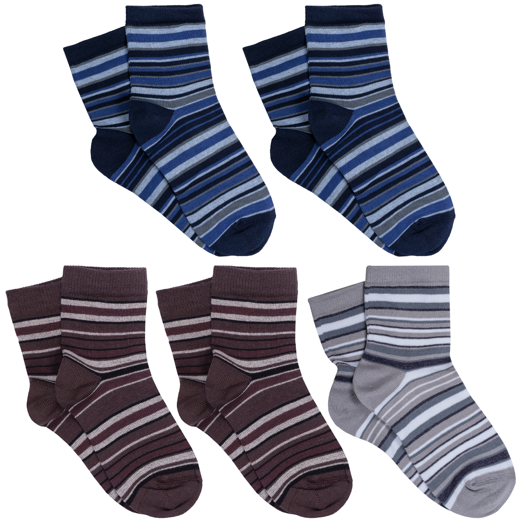 Носки детские LorenzLine 5-Л31, синий; коричневый; серый, 8-10